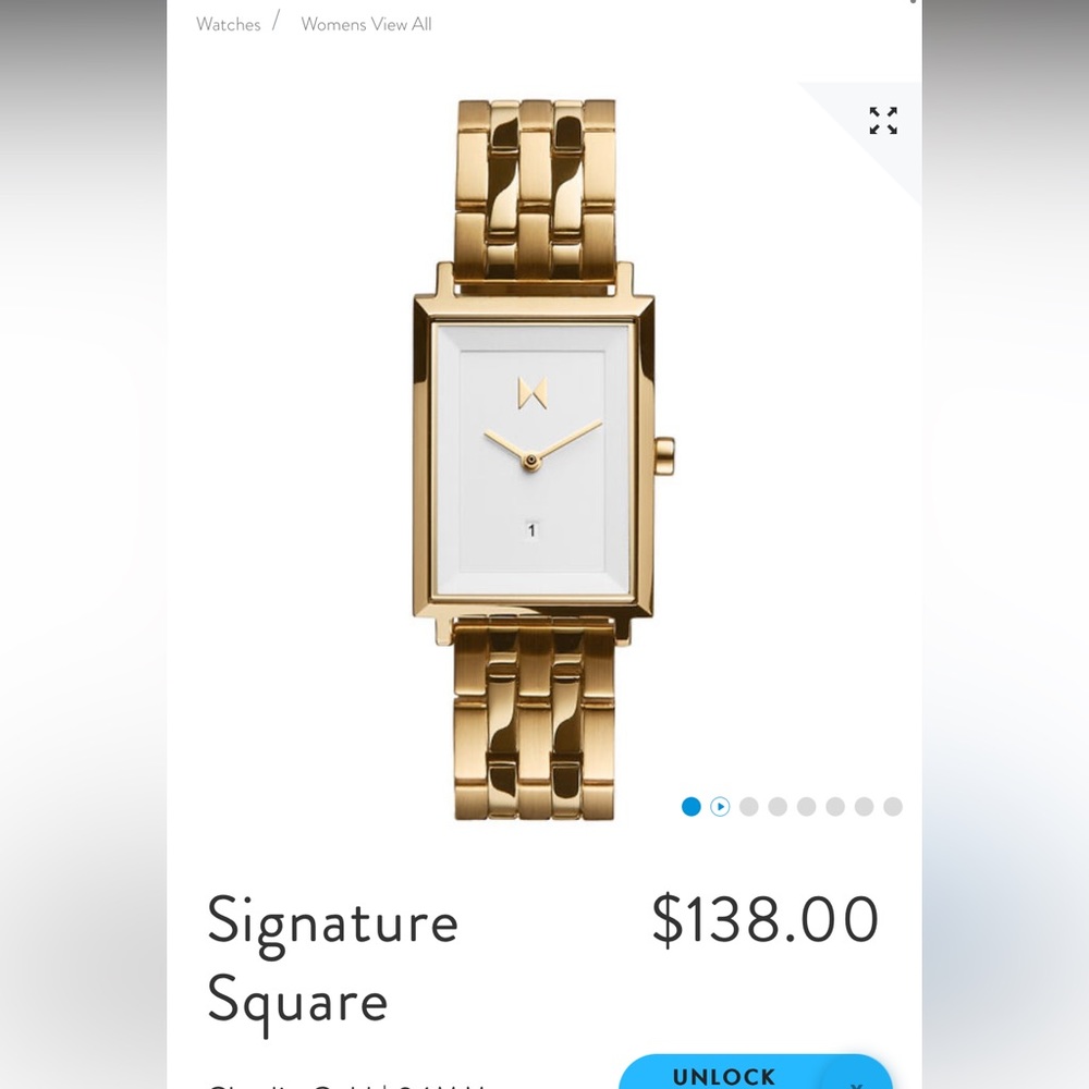 New MVMT signature square Charlie watch in gold.